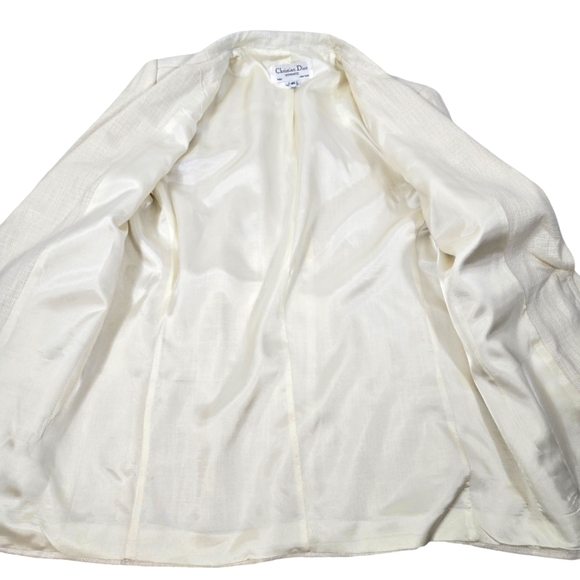 Christian Dior Seperates Cream Vintage Linen-Cotton Blazer - Picture 5 of 12